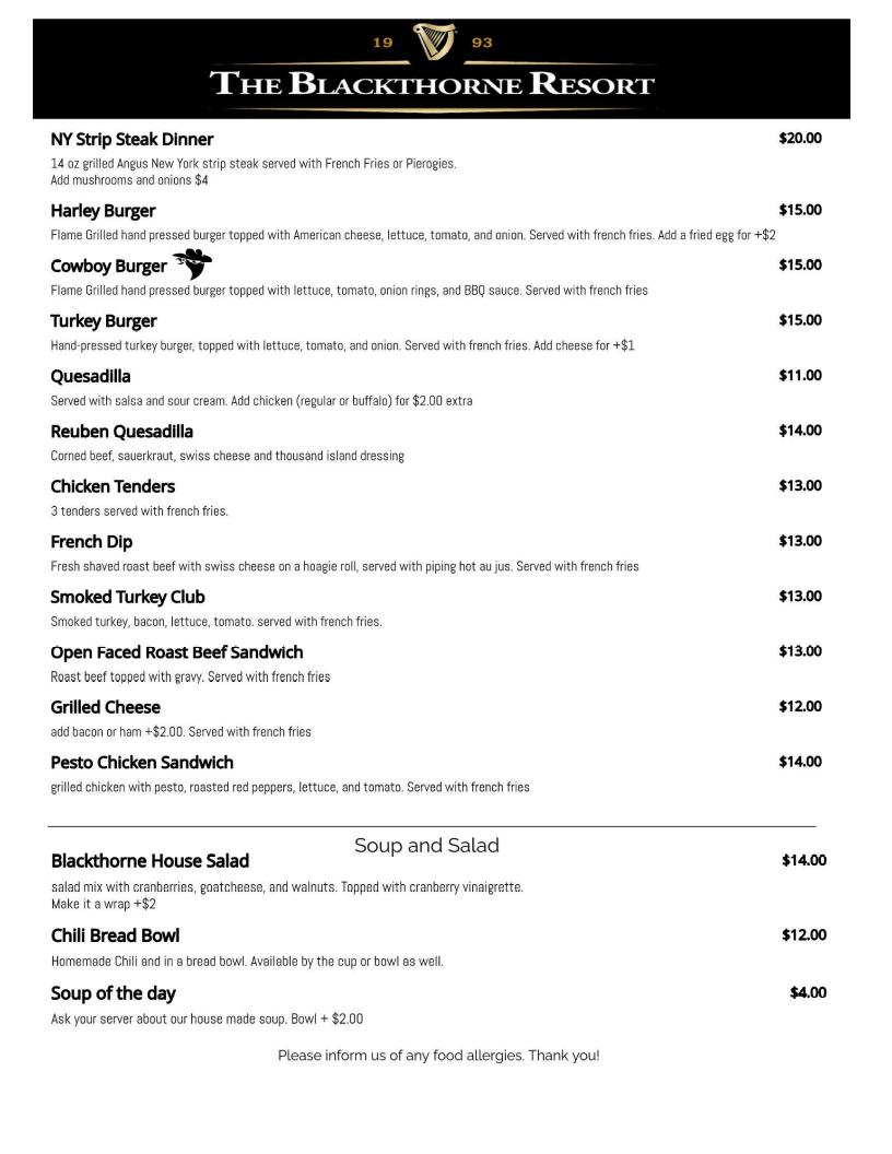 Pub Menu 2025